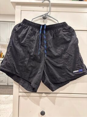 Speedo Black Swim Shorts with Blue Accent Drawstring